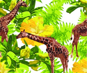 Wild Animals seamless pattern vector 02