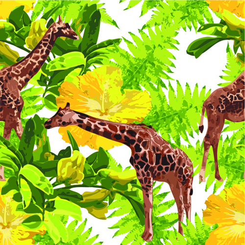 Wild Animals seamless pattern vector 02