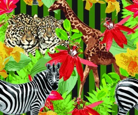 Wild Animals seamless pattern vector 05