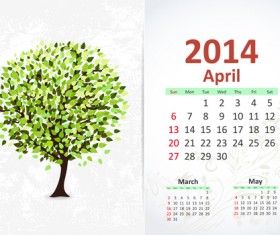 April 2014 Calendar vector