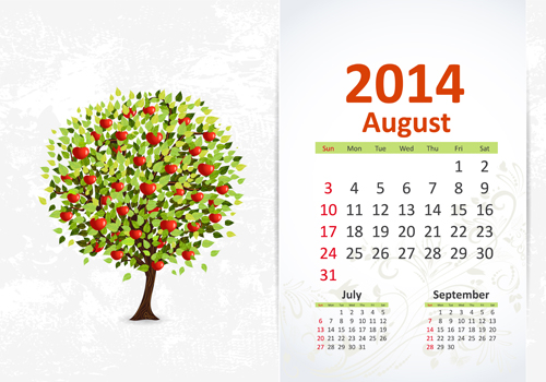 August 2014 Calendar vector