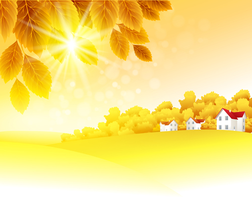 Autumn Golden yellow background vector 03