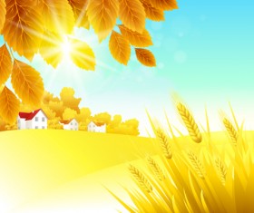 Autumn Golden yellow background vector 05