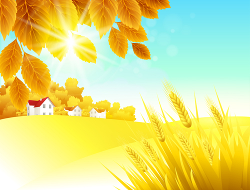 Autumn Golden yellow background vector 05