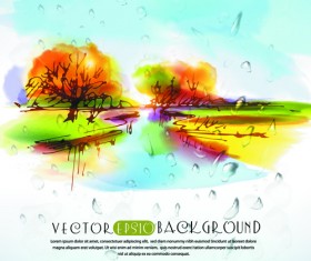 Autumn watercolor vector background 02
