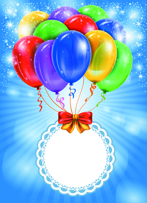 Happy Birthday Colorful Balloons background set 03 free download