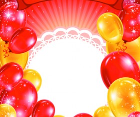 Happy Birthday Colorful Balloons background set 04