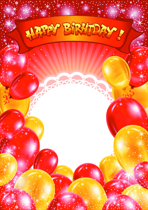 Happy Birthday Colorful Balloons background set 04