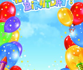 Happy Birthday balloons and pennants with white background free download