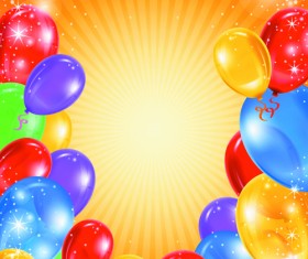 Happy Birthday Colorful Balloons background set 06