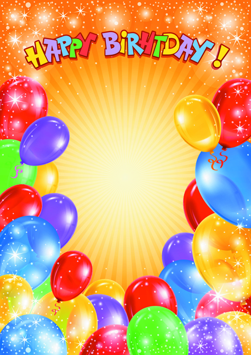 Happy Birthday Colorful Balloons background set 06