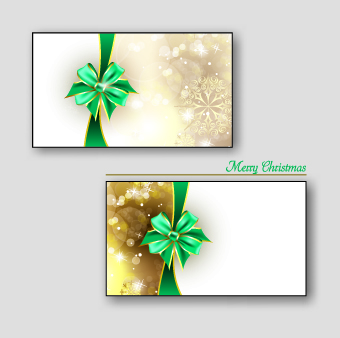 Beautiful ribbon bow christmas cards vector 01