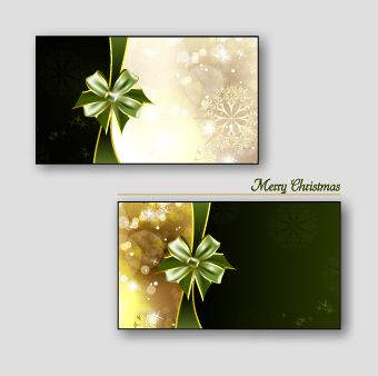 Beautiful ribbon bow christmas cards vector 03