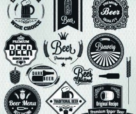 Black and white beer labels vector