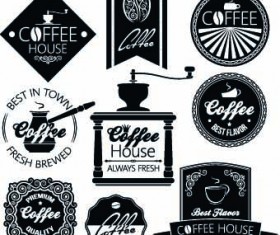Black and white coffee labels vector