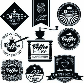 Black and white coffee labels vector free download