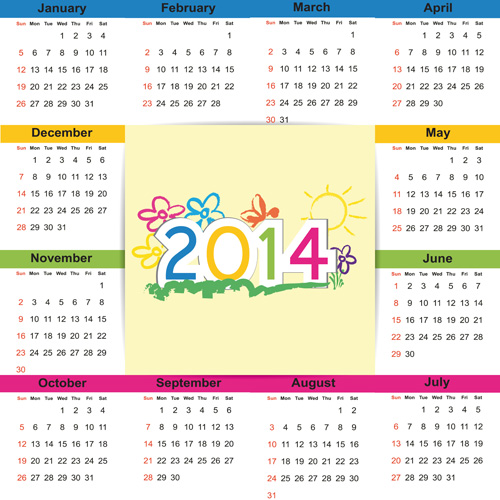 Calendar 2014 vector huge collection 65