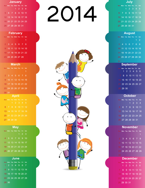 Calendar 2014 vector huge collection 67