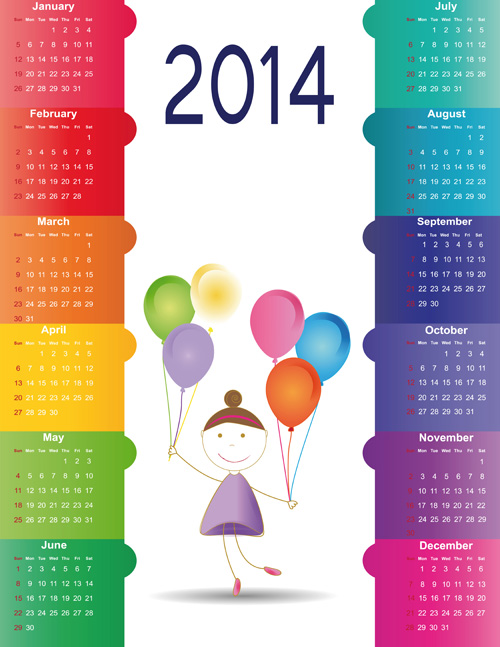 Calendar 2014 vector huge collection 69