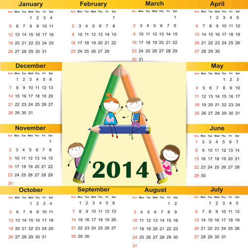Calendar 2014 vector huge collection 85