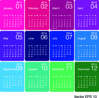 Calendar 2014 vector huge collection 94