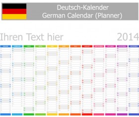 German Version Calendar 2014 vector set 01