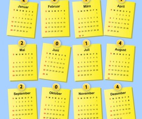German Version Calendar 2014 vector set 02