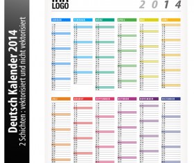 German Version Calendar 2014 vector set 03