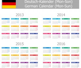 German Version Calendar 2014 vector set 04