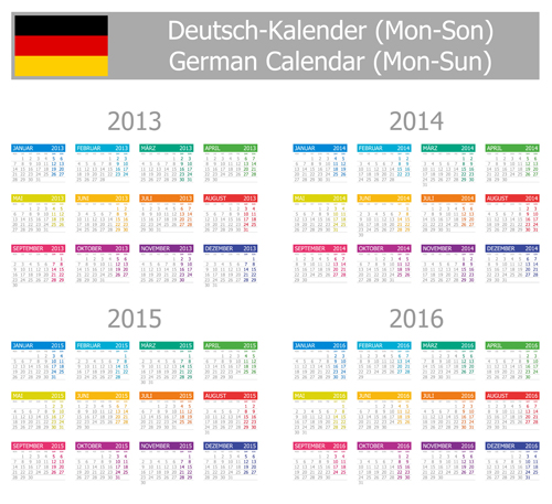 German Version Calendar 2014 vector set 04