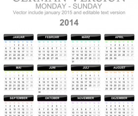German Version Calendar 2014 vector set 05