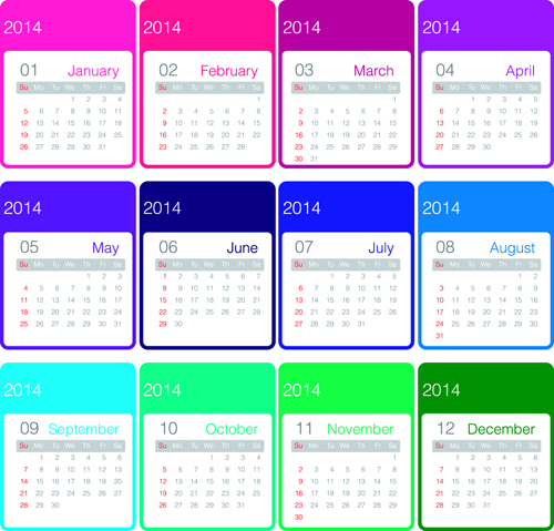 Set of Calendars 2014 Creative design vector 04