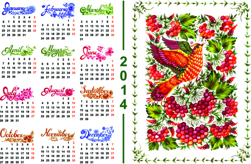 Set of Calendars 2014 Creative design vector 06