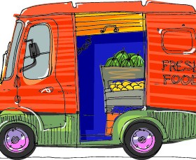 Cartoon car transporter elements vector 04