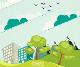 Cartoon city scenery vector 01