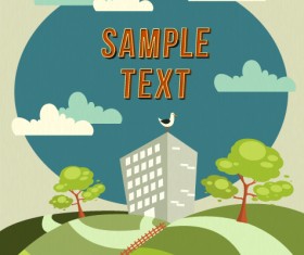 Cartoon city scenery vector 02