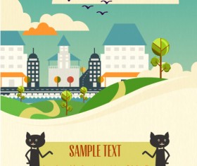 Cartoon city scenery vector 03