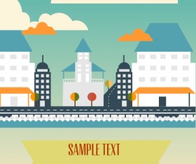 Cartoon city scenery vector 05