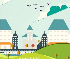 Cartoon city scenery vector 06