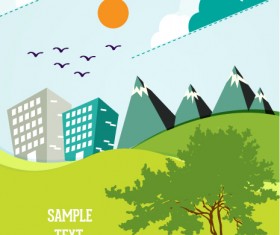 Cartoon city scenery vector 09