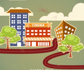 Cartoon city scenery vector 14