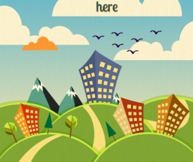 Cartoon city scenery vector 15