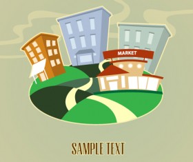 Cartoon city scenery vector 16