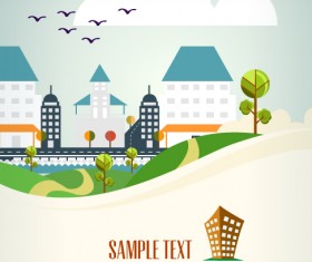 Cartoon city scenery vector 17
