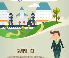 Cartoon city scenery vector 18