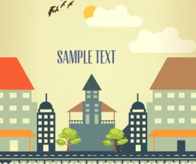 Cartoon city scenery vector 19