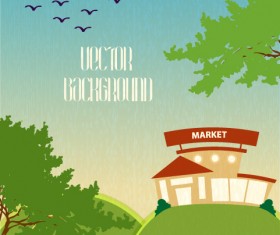 Cartoon city scenery vector 20