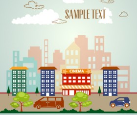Cartoon city scenery vector 21