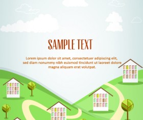 Cartoon city scenery vector 22