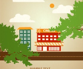 Cartoon city scenery vector 23